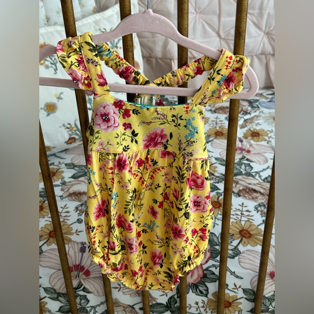 Posh Peanut Yellow Floral Romper